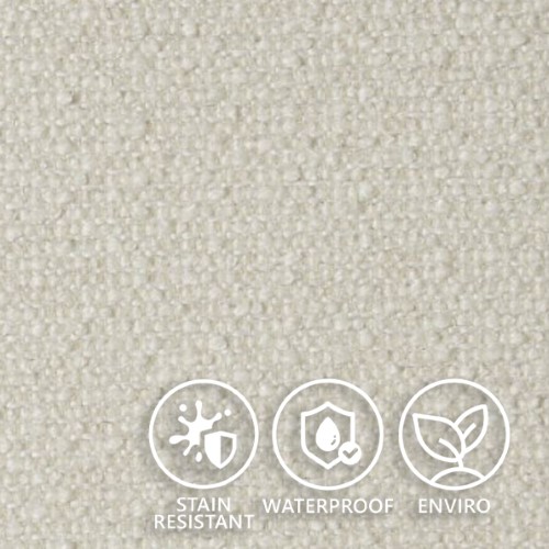 Seattle is a sustainably sourced fabric, featuring 77% recycled polyester. A durable on-trend woven bouclé, sure to add instant texture and interest to any modern space. Waterproof, stain resistant and anti-bacterial make this a great hard wearing choice. Composition: 100% Polyester (77% recycled).